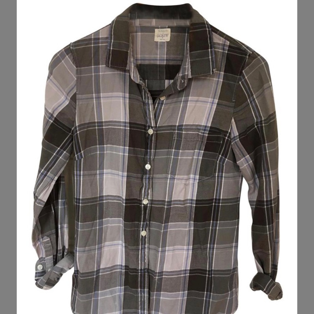 J. Crew plaid button down in Grey & Blue